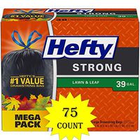 Hefty Strong Lawn and Leaf Large Garbage Bags, 39 Gallon (75 Count Total)