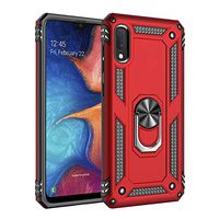 Case Compatible with Samsung Galaxy A10E Case Clear Slim Soft Silicone+Hard Plastic Cover with Frame Finger Grip Rotating Ring Holder Stand Work with Magnetic Car Mount for Galaxy A10E (red)