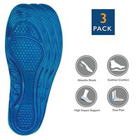 Dr. Zen Adjustable Orthotic Massaging Gel Insoles for Men and Women with Footbed and Heel Support Pack of 3
