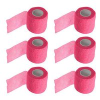 ESUPPORT 2 Inches X 5 Yards Pink Self Adherent Cohesive Wrap Bandages Adhesive Wounds Strong Elastic First Aid Tape for Sport Wrist Ankle 6 Count