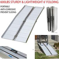 600lbs Sturdy & Lightweight 6' Folding Wheelchair Ramp Aluminum Portable Medical Mobility Threshold with The Carrying Handle Suitable for Wheelchairs, Scooters, Motorcycles and Bicycles