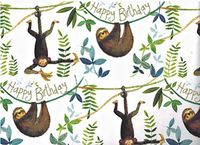Alex Clark Jungle Animals Rolled Birthday Gift Wrap Paper 4 Sheets 19.5 in x 27.5 in with 4 Gift Tags