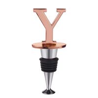 Wine and Beverage Bottle Stopper With Rose Gold Finish,F-Initial (Letter Y)
