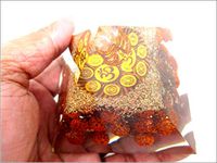 Jet Energized Rudraksha Aum Orgone Pyramid Gemstones Copper Metal Mix Rare Healing Positive Energy EMF Protection Radiation Absorbed Waves Om Jet Crystal Therapy Booklet Image is JUST A Reference
