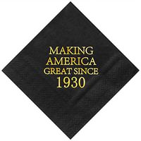 Crisky 90th Birthday Napkins Black and Gold Dessert Beverage Cocktail Cake Napkins 90th Birthday Decorations Party Supplies, Making America Great Since 1930, 50 Count, 3-Ply