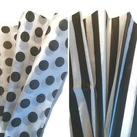 Black & White Tissue Paper Bundle for Gift Wrapping, 24 Sheets, Stripe/Polka Dot