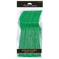 Amscan 4549.03 Premium Plastic disposable-forks, Full Size, Green