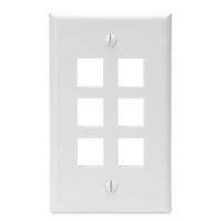 Leviton 41080-6WP 6-Port QuickPort Wallplate Single Gang, White
