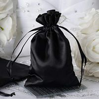 Efavormart 12PCS Black Satin Gift Bag Drawstring Pouch Wedding Favors Bridal Shower Candy Jewelry Bags - 4"x 6"