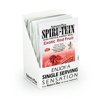 NaturesPlus SPIRU-TEIN Shake - Exotic Red Fruit Flavor - 8 Packets, Spirulina Protein Powder - Plant Based Meal Replacement, Vitamins & Minerals for Energy - Vegetarian, Gluten-Free - 8 Servings