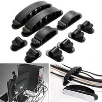 Yosoo Black Cable Clips, Multipurpose Wire Cord Cable Clip Smart Organizer for Desktop Cable Electrical, Charging or Mouse Cord Holder (1 Pack of 10 Pcs)