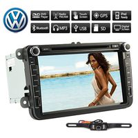 Rearview Camera+8" Inch 2 Din Touch Screen Car DVD Player for VW Volkswagen Jetta Golf 5 6 Skoda Passat Caddy T5 Seat with Can-bus,Bluetooth,GPS,iPod-Input,RDS,Radio,ATV+Free Kudos Map Card
