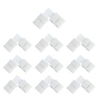 LightingWill 10pcs Pack L Shape Solderless Snap Down 2 Pin LED Strip Connector for Right Angle Corner or 90 Angle Turning Connection of 10mm Wide 5050 5630 Single Color Flex LED Strips