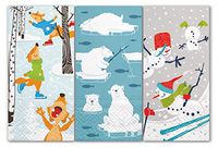 Christmas Paper Pocket Facial Tissues - 6 Packs (Mix 4 Christmas) Polar Bears, Snowmen, Skating Fox, Purse Tissues, Paper Pocket Hankies