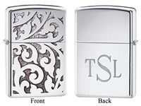 Personalized Zippo Filigree High Polish Chrome Lighter with Free Roman Monogram