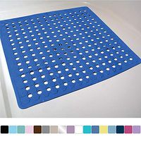 Gorilla Grip Original Patented Bath, Shower, and Tub Mat, 21x21, Machine Washable, Antibacterial, BPA, Latex, Phthalate Free, Square Bathroom Mats with Drain Holes, Suction Cups, Royal Blue Opaque