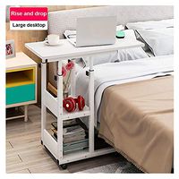 Mijaution Overbed Table - Adjustable Height Movable Bedside Table Computer Desk Sofa Table Double Shelves with Wheels - Medical Or Household Table (White, 31.5"x15.7"(80cmx40cm))