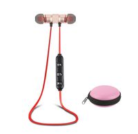DESTINLEE Fashion M9 Bluetooth Headset Wireless in-Ear Noise Reduction Earphone with Microphone Sweat Proof Stereo Gold Headset with Pink Storage Box