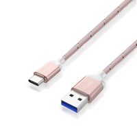 USB Type C Cable, Nekteck Nylon Braided USB-C to USB Type A Male Data & Charging Cord 56k ohm Resistor 3.3ft for for MacBook 12 Inch, Galaxy S8/ S8 Plus/LG G5/G6, Google Pixel/Pixel XL More, Pink