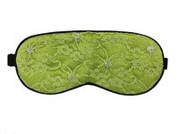 Amint Luxurious Fabric Lace Sleep Mask Eye Mask for Sleep with Ear Plugs Travel Green,7.9"*3.5"