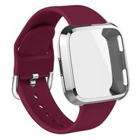 WEYDE Sport Band Compatible with Fitbit Versa, Soft Silicone Waterproof Replacement Wristband with Fitbit Versa Screen Protective case for Women Man