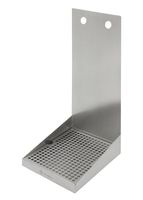 Kegco SEWM-810-2 8" Stainless Steel Wall Mount Drip Tray with Drain - 2 Shank Holes