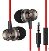 in-Ear Earphones, Licoers Universal 3.5mm Wired Metal Earbuds Nylon Wire in Ear Headphones with Mic and Case Bass Stereo Noise Isolating Ear Buds Inear Earphones (Black Red)