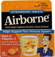 Airborne Effervescent Tablets Zesty Orange - 10 ct, Pack of 4