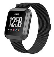 Metal Replacement Bands Compatible for Fitbit Versa/Versa Lite Edition/Versa 2,Adjustable Wrist Accessories Sport Wristbands for Women&Men (Small, Black)