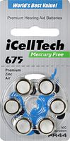 iCellTech Hearing Aid Batteries, 0% Hg (60 Batteries) (675)