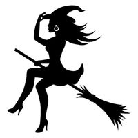Sexy Witch on Broom Vinyl Decal Sticker | Cars Trucks Vans Walls Laptops Cups | Black | 5.5 inches | KCD1332
