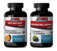 Anti-Aging Powder - Anti Gray Hair Solution – RESVERATROL Supreme 1200 - zinc Hair - 2 Bottles Combo (60 Capsules + 60 Capsules)