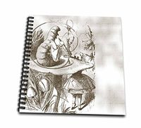 3dRose db_110199_1 Caterpillar on Mushroom Vintage Alice in Wonderland Drawing Book, 8 by 8-Inch