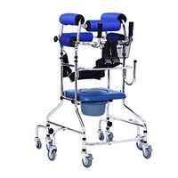 Walkers Lxn Standing Walk Stand Walk Aid/Stand Frame with Seat Wheel Rehabilitation Device Folding Height Adjustable Old Man Lower Limb Blue 8 Wheel with Bedside Toilet