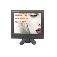 cocopar8 Inches Car Rearview Backup Camera Monitor DVD VCR TFT LCD Screen Display High Resolution 1024768 IPS with HDMI VGA AV Input, Remote and Stand for Raspberry pi 2 Model B Raspberry pi B+ B