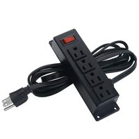 Wall Mount Power Strip with USB Mountable Power Outlet with 4 Plugs, Switch, Connect with 9.84 ft Extension Cord Mount Under Desk, Table, Workbench, Nightstand, Dresser, Home, Office, Hotel(4ASw-BK)