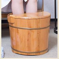 Foot tub, Household Foot Bath Barrel, Wooden Wash Basin, Solid Wood Foot Soaking Barrel Bucket, Foot Bucket, Natural Wood (Size : A)