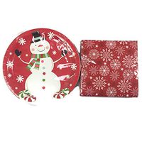 Snowman Paper Plates and Napkins Service for 18