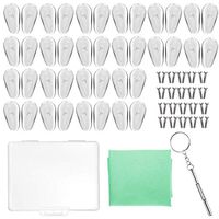 20 Pairs Eyeglass Nose Pads Air Bag Soft Silicone Nose Pad for Glasses Eyeglass Repair Kit with Screws Screwdriver and Cleaning Cloth Air Chamber Nose Pad Set (15mm Screw-in)