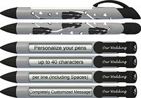 Greeting Pen Personalized Pens- Bride and Groom Silhouettes Wedding Invitation/Favor Rotating Message Pen - 6 Pack (P-WP-05-6)