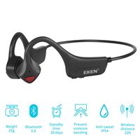 EKEN Bone Conduction Headphones, Bluetooth 5.0 with Mic Open-Ear Wireless Stereo Music Lightweight 25g Sweat-Resistant Answer Phone Call for Running, Hiking, Driving, Bicycling - Black