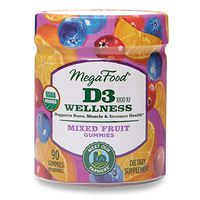 MegaFood, Certified Organic D3 Wellness Gummies, Soft Chew 1000 IU Vitamin D Supplement for Bone, Muscle and Immune Support, Gluten Free, Vegetarian, 90 Gummies (45 Servings)