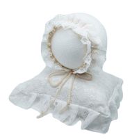 Baby Photography Props Lace Hats Posing Aid Newborn Boy Girl Photo Shoot Outfits Infant Hat Posing Accessories Set (White)