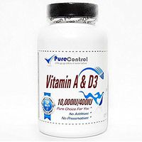 Vitamin A & D3 (Emulsified Dry) 10000IU/400IU // 180 Capsules // Pure // by PureControl Supplements