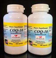CoQ-10 Q-10 coq10 CO Q10 co-Enzyme 200mg - Various Sizes. Made in USA. (2 Bottles - 200 [2x100] Capsules)