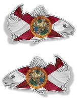 Premium Florida FL Red Fish Sticker. Best USA Decal Vinyl for Your Car Window Or Bumper, Hard Hat, Fishing Toolbox. Decor for Shops, Cafe, Laptop Or Even Kayak Or Boat. Size 2.1 inch x 5 inch