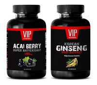 Metabolism Fat Burner - ACAI Berry Extract – Korean Ginseng Extract - Ginseng Powder - 2 Bottles Combo (60 Capsules + 60 Capsules)