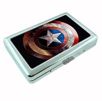 Captain Shield Battle-Damaged Super Hero Avenger Metal Silver Cigarette Case Holder Wallet RFID-blocking