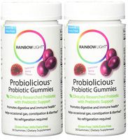 ainbow Light - Probiolicious Probiotic Supplement (2 Packs of 50 Gummies) - Promotes Digestive, Colon and Immune Health, Supports Digestion of Lactose in Dairy Products - Gluten Free & Milk/Dairy Prod
