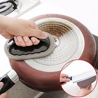 shlutesoy Brush bowl to wash the pot is a good helper-Sponge Brush Eraser Scrub Handle Grip Sink Pot Bowl Kitchen Cleaning Tool Brown